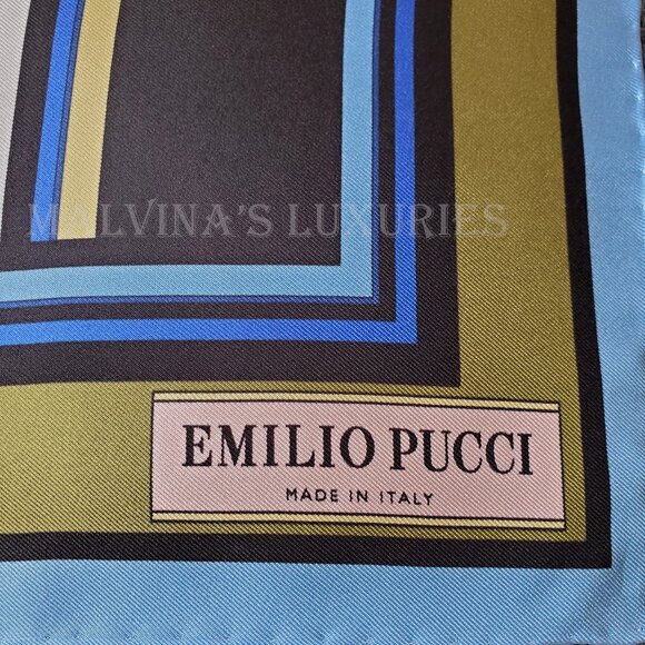 EMILIO PUCCI SCARF MULTI-COLORED VIBRANT PRINT SIGNATURE LOGO SQUARE SCARF 34" - Picture 12 of 15